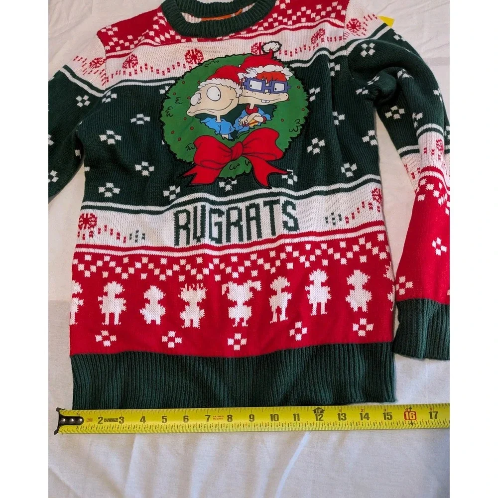 Nickelodeon Men's Rugrats Tommy Chuckie Christmas Knit Crewneck Sweater S